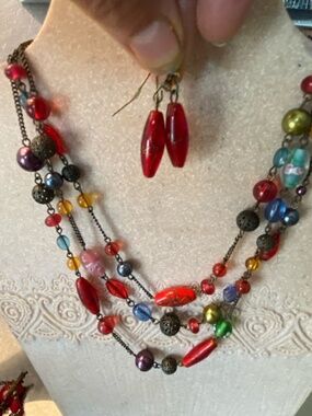 VTG GLASS BEADED NECKLACE - MIXED BEADS